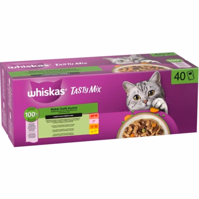 Täiskasvanud kasside märgtoit kastmes WHISKAS Tasty Mix Chef’s Selection, 40 × 85 g