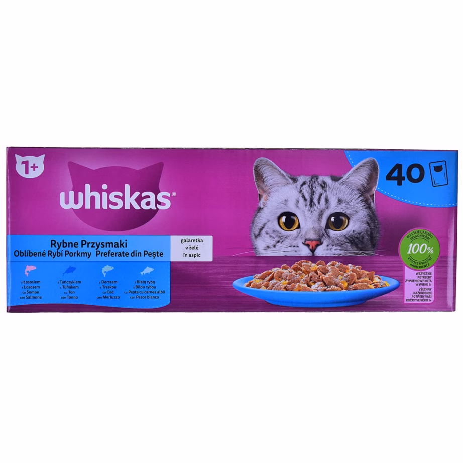 Märg kassitoit whiskas Fish Favourites tarretises, täiskasvanud kassile, 85 g - 5