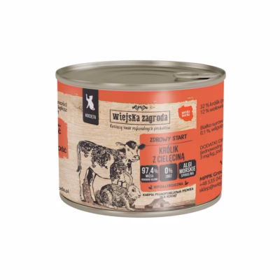 Kassipoja täissööt märgtoit Wiejska Zagroda Rabbit with veal, 200 g
