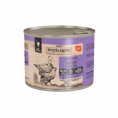 Kasside märgtoit Wiejska Zagroda Chicken with duck, täissööt täiskasvanud kassile, 200 g