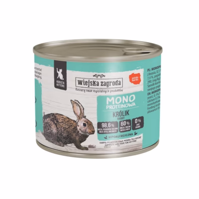 Märgtoit kassipoegadele wiejska zagroda Rabbit monoproteiin, konserv 200 g