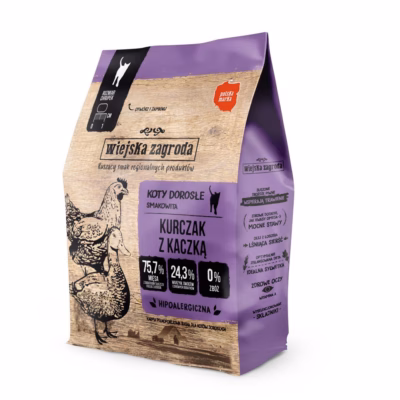 Kasside kuivtoit Wiejska Zagroda Chicken with Duck, täissööt täiskasvanud kassile, 400 g