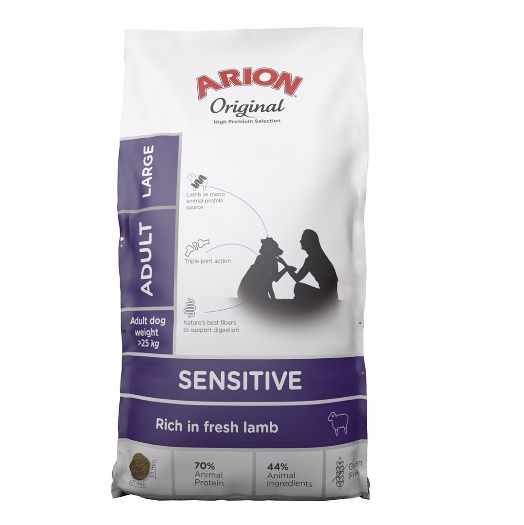 Toidutundlikkuse ja seedimise toetav kuivtoit suurtele koertele ARION Original Sensitive Lamb Mono, 12 kg