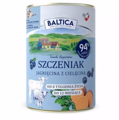 Koera märgtoit BALTICA Smaki regionów Puppy Lamb with veal, 400 g konserv