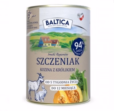 Märg koeratoit BALTICA Smaki regionów Puppy, kits ja küülik, 400 g