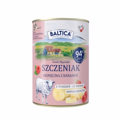 Märg koeratoit kutsikatele BALTICA Smaki regionów, lambaliha ja banaan, 400 g