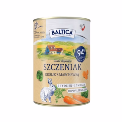 Märg koeratoit BALTICA Smaki regionów Puppy Rabbit with carrot, täissööt, 400 g