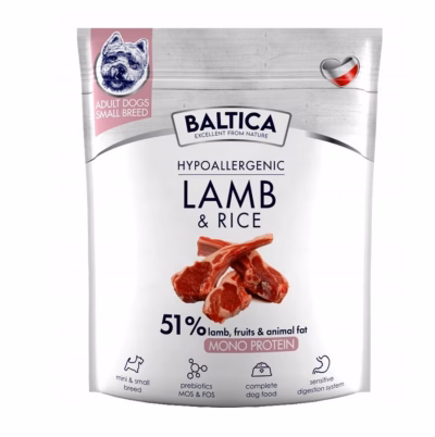 Kuivkoeratoit BALTICA Nutraceutic Hypoallergenic S Lamb with rice, 1 kg