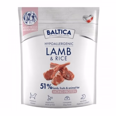 Koera kuivtoit BALTICA Nutraceutic Hypoallergenic M Lamb with Rice, 1 kg
