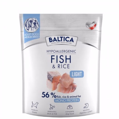 Koera kuivtoit BALTICA Nutraceutic Hypoallergenic Light M Fish with rice, 1 kg
