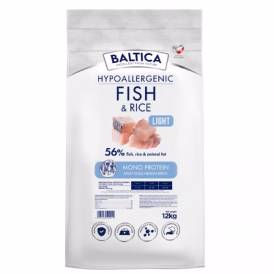 Koera kuivtoit BALTICA Nutraceutic Hypoallergenic Light M Fish with rice, 12 kg