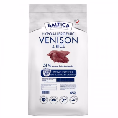 Koera kuivtoit BALTICA Nutraceutic Hypoallergenic Large & X-Large, hirveliha ja riis, 12 kg