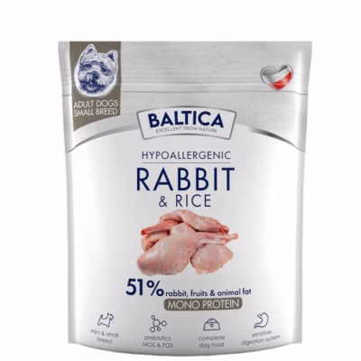 Koerte kuivtoit BALTICA Nutraceutic Hypoallergenic S Rabbit with rice, 1 kg