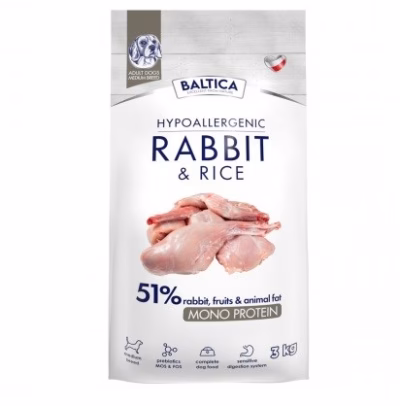 Koera kuivtoit BALTICA Nutraceutic Hypoallergenic Rabbit with rice, 3 kg