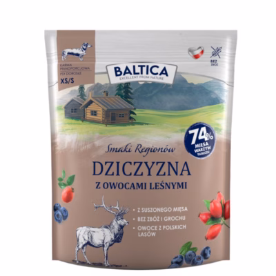 Koera kuivtoit BALTICA Smaki regionów Small Breeds, hirveliha ja metsamarjad, 1 kg