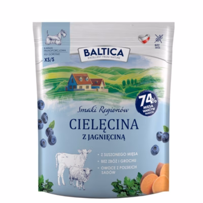 Koera kuivtoit BALTICA Smaki regionów, vasikaliha ja lambaga, väikestele tõugudele, 1 kg