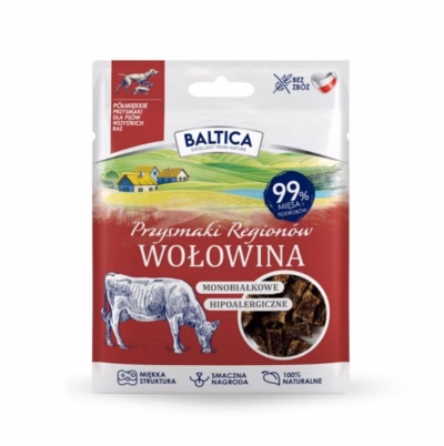 Hüpoallergeenne monoproteiinne veiselihaga treeningmaiustus koertele BALTICA Smaki regionów, 30 g