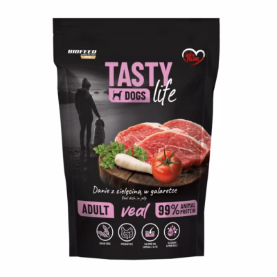 Märg koeratoit BIOFEED Tasty Dogs Life Veal, vasikalihaga, täissööt täiskasvanud koertele 500 g