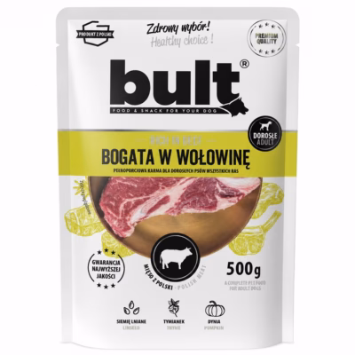 Koera märgtoit BULT Rich in Beef, täissööt täiskasvanud koertele, 500 g