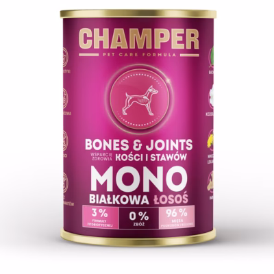 Koera märgtoit CHAMPER Bones & Joints Monoprotein Salmon, täissööt täiskasvanud koertele 400 g