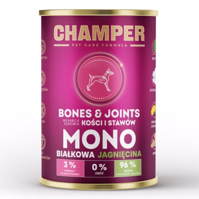 Koera märgtoit CHAMPER Bones & Joints Monoprotein Lamb, 400 g