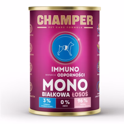 Koera märgtoit CHAMPER Immuno Monoprotein Salmon, täissööt, 400 g