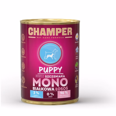 Koera märgtoit CHAMPER Puppy Monoprotein Salmon, lõhega, 400 g konserv