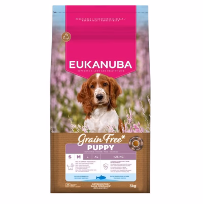 Koera kuivtoit EUKANUBA Grain Free Puppy Small/Medium Ocean Fish, 3 kg