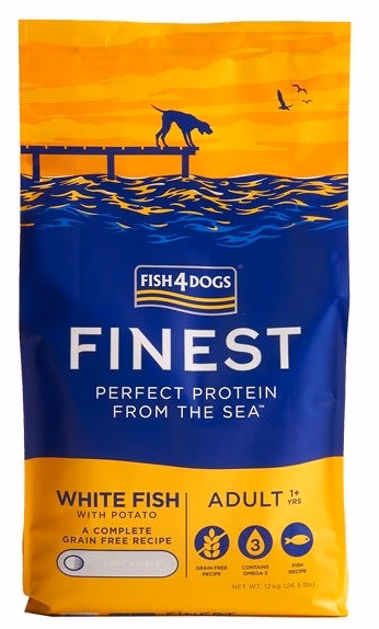 Koera kuivtoit FISH4DOGS Finest Ocean Valge Fish M/L, täiskasvanutele, 12 kg