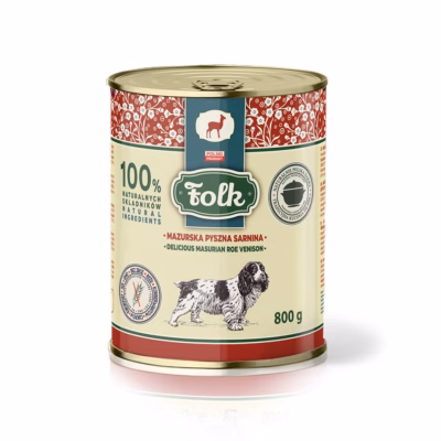 Teraviljavaba täissööt täiskasvanud koertele Folk Delicious Masurian metskitselihaga, 800 g