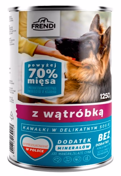 Märg koeratoit Frendi maksatükkidega õrnas kastmes, 1250 g (konserv)