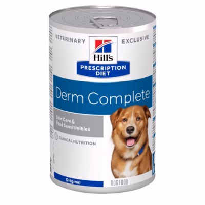 Naha ja allergiate toetav märgtoit täiskasvanud koertele Hill's Prescription Diet Derm Complete, 370 g