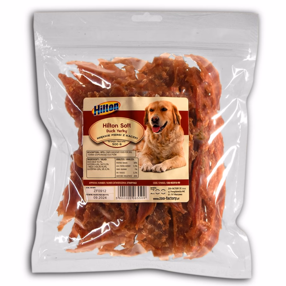 Koera maius Hilton Soft Duck Jerky, pardimaitseline jerky, 500 g - 3