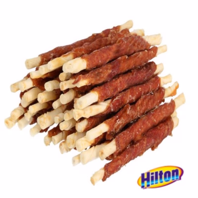 Hambakivi teket ennetav koera närimismaius Hilton Duck Wrap Valge Rawhide Stick, 500 g