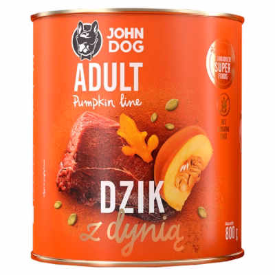 Koerte märgtoit JOHN DOG Pumpkin Adult Monoprotein metssiga ja kõrvitsaga, 800 g
