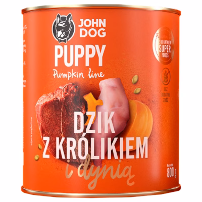 Koerte märgtoit JOHN DOG Pumpkin Puppy, metssiga jänesega ja kõrvitsaga, 800 g