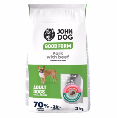 Koera kuivtoit JOHN DOG Good Form Small Breeds, sealiha ja veiselihaga, 3 kg