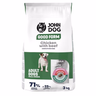 Koera kuivtoit JOHN DOG Good Form Small Breeds Chicken with beef, täissööt, 3 kg