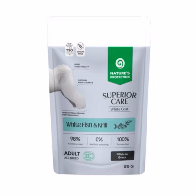 Koera märgtoit NATURE'S PROTECTION Superior Care Valge Fish & Krill, 85 g