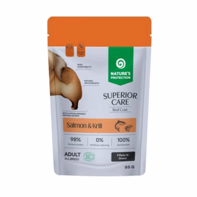Koera märgtoit NATURE'S PROTECTION Superior Care Punane Coat Salmon & Krill, 85 g