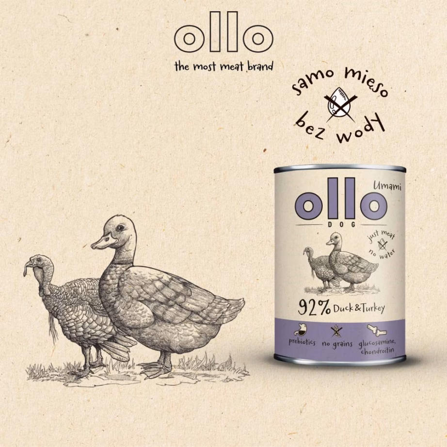 Koera märgtoit OLLO Umami Duck and turkey, täiskasvanud koertele, 850 g (konserv) - 5