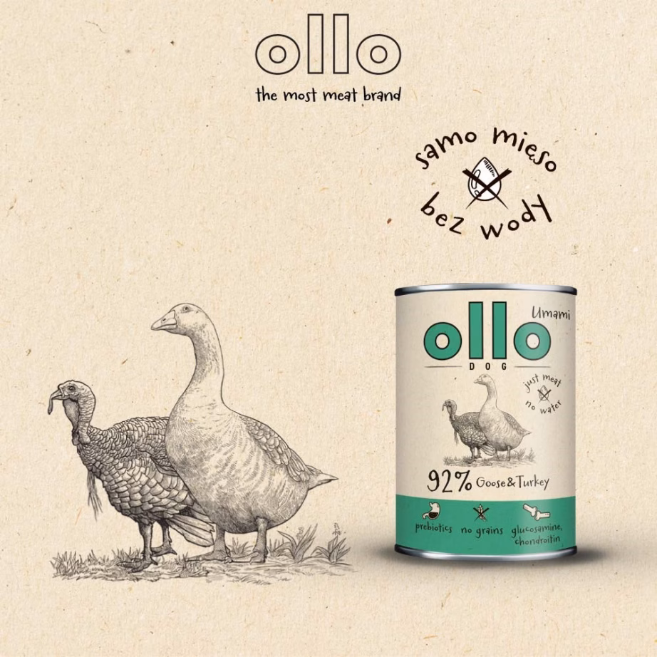 Koera märgtoit OLLO Umami Goose and turkey, täiskasvanud koertele, 850 g - 5