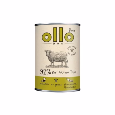 Märg koeratoit OLLO Pure Beef and Roheline Tripe, täiskasvanud koertele, 850 g