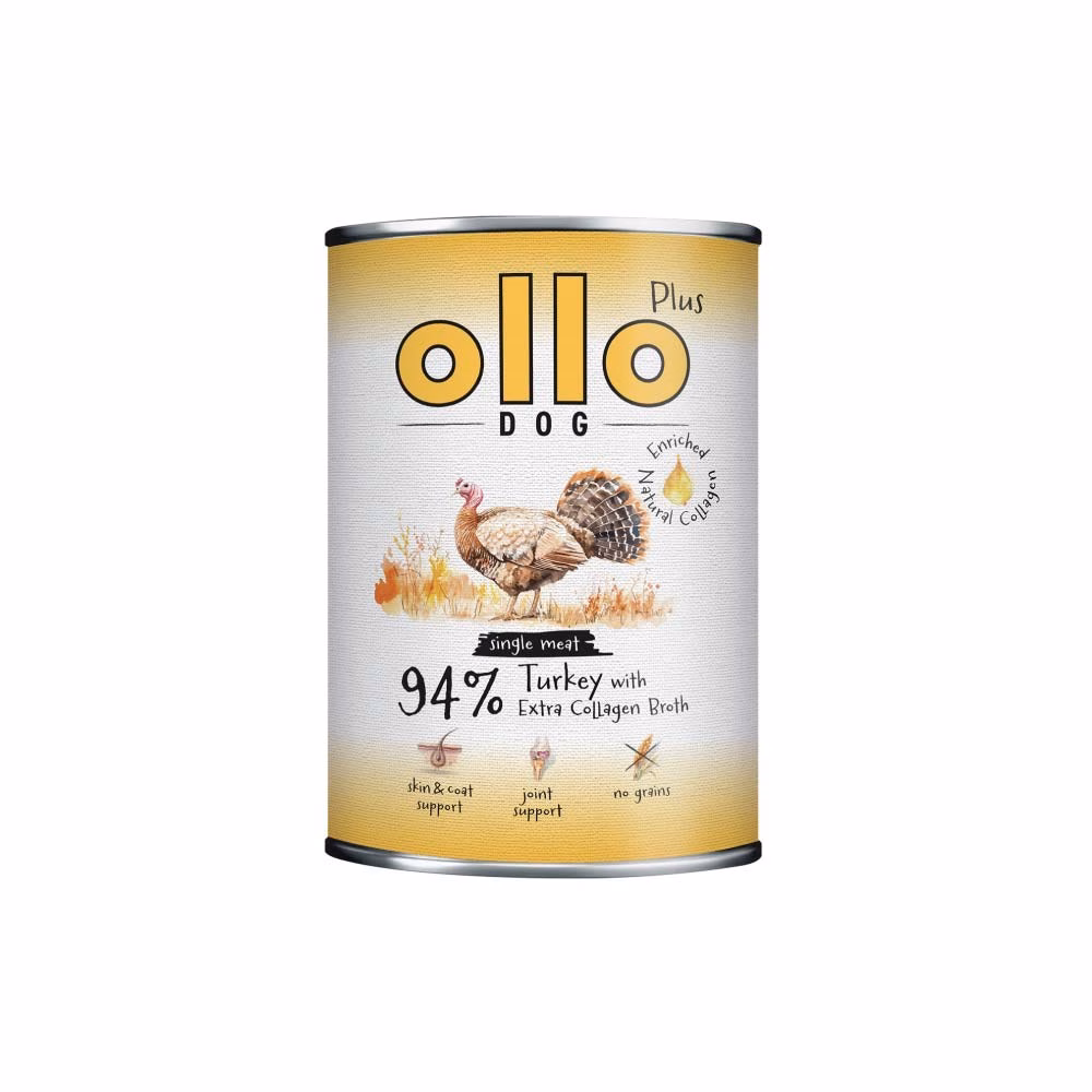 Koera märgtoit OLLO OLLO Plus Collagen Turkey, täissööt täiskasvanud koerale, 400 g