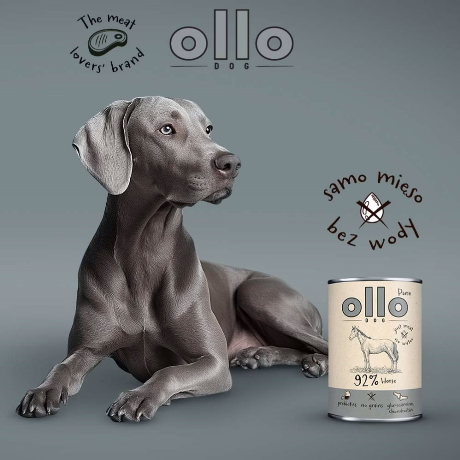 Koera märgtoit OLLO Pure Horse Mono, hobuseliha, monoproteiin, 850 g konserv - 2