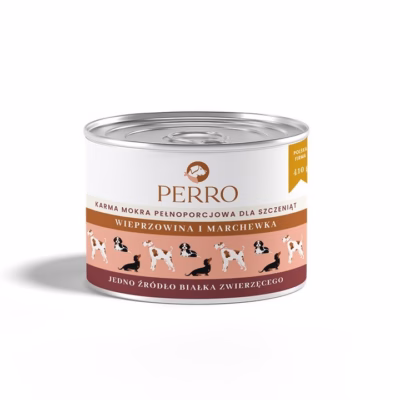 Koera märgtoit PERRO Junior sealiha ja porgandiga, 410 g (konserv)