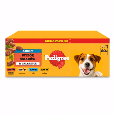 Koera märgtoit Pedigree Adult, maitsete valik tarretises, täissööt, 8,8 kg