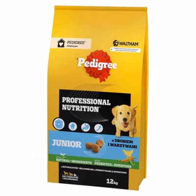 Koera kuivtoit Pedigree PEDIGREE Professional Nutrition Junior, linnuliha ja köögiviljad, 12 kg