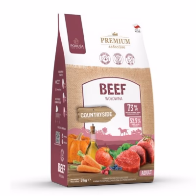 Koera kuivtoit POKUSA Premium Selection Beef Adult, veiselihaga, 3 kg