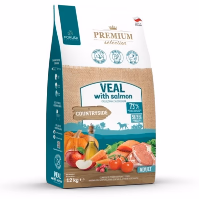 Kuiv koeratoit POKUSA Premium Selection Adult, vasikaliha ja lõhe, 12 kg